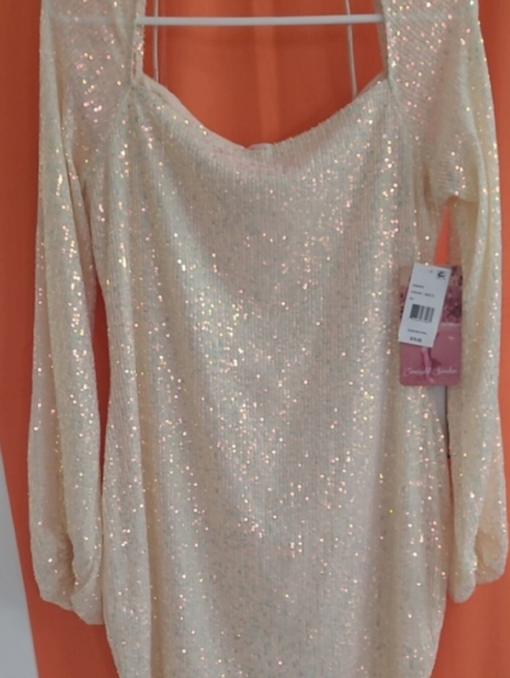 Emerald Sundae Slim Neutral Sequin Bodycon Cocktail Dress XXL Fits 12-14 - Picture 12 of 13